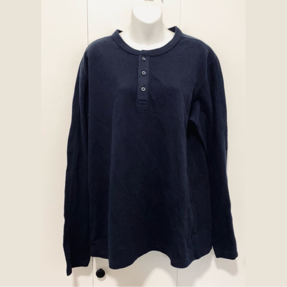 Jack & Jones Navy Long Sleeve Henley Shirt